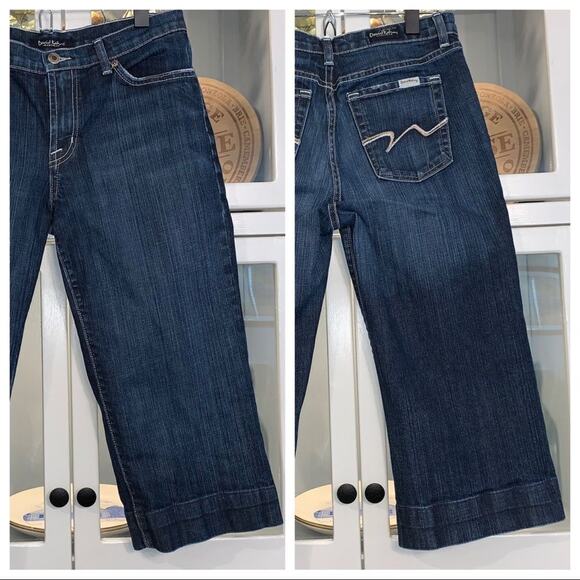 David Kahn Wide Hem Capri Jeans Size 8 Dark Wash - Picture 2 of 8